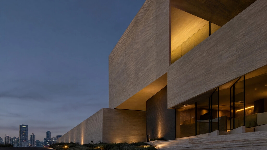 Arquitectura contemporánea al atardecer